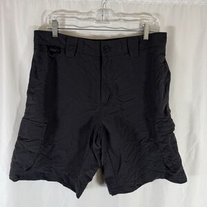 Eddie Bauer Sport Hiking Shorts Men's 32 Grey Cargo Button Zip 100% Nylon